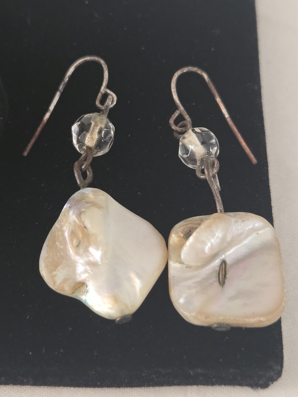 Mother Of Pearl & Crystal Drop Earrings